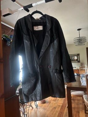 Vintage Leather by Gianni Black Leather Jacket with Textured Panels Size Large